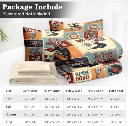 WeCozy Queen Comforter Set with Sheets, 7 Pieces Retro Car Bedding - Image 6