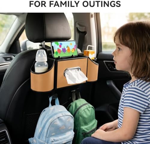 Back Seat Car Organizer, Nappa Leather Seat Organizer with Cup Holders - Image 6