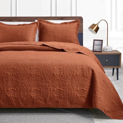 Love's cabin California King Size Quilt Bedding Set Umber Bedspreads - Cal King Summer Lightweight Bedspread Comforter - Coin Pattern Coverlet for All Season - 3 Pieces (1 Quilt, 2 Pillow Shams) by Lovescabin
