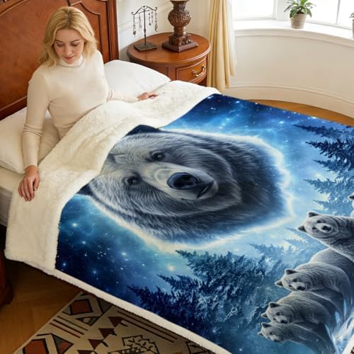Sleepwish Bear Blanket Sherpa Throw Animal Decor Blanket for Men Teens - Image 3