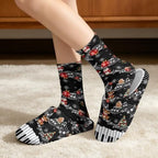 Jeiento Winter Fuzzy Slipper and Crew Socks Warm Winter Shoes Lightweight Soft Cushion House Slipper Bedroom Shoes - Image 2