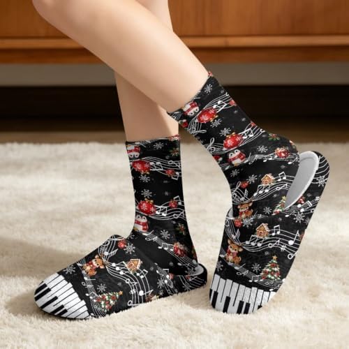 Jeiento Winter Fuzzy Slipper and Crew Socks Warm Winter Shoes Lightweight Soft Cushion House Slipper Bedroom Shoes - Image 2