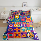 Erosebridal Watercolor Geometric Toddler Bedding Set,Mexican Talavera Tile Comforter Set for Kids Room Decor,Colorful Rainbow Quilt Bed Set Abstract Style Down Comforter 2Pcs - Image 2