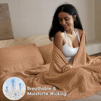 PHF Lightweight 100% Cotton Waffle Blanket for Bed, King, Clay - Image 3
