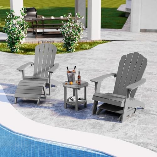 YEFU Folding Adirondack Ottoman Outdoor, Grey - Image 3