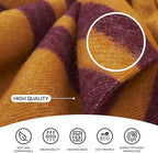New Zealand Virgin Wool Throw Blanket, Indoor & Outdoor Blankets and Throws, Striped Soft Blanket with Fringes, 55 x 79 in (140 x 200 cm), Mustard Red - Image 4