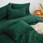 Seersucker Dark Green California King Comforter Set, 7-Piece Bed in a Bag - Image 4