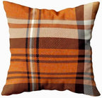 EMMTEEY Orange Brown Tartan Plaid Checkered Pillow Covers 24x24 Set of 2 - Image 2
