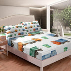 Erosebridal Toddler Bedding Set Garbage Trucks Bed Sheets Vintage Watercolor Garbage and Trash Truck Fitted Sheet Queen for Boys Girls Refuse Classification Trash Vehicles Sheets, No Top Sheet - Image 2