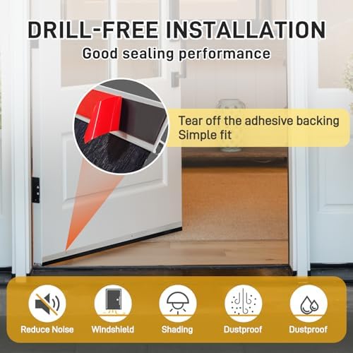 2 Pcs Door Sweep Door Brush Bottom Sweep with H-Shape Aluminum Alloy Base for Home、Industrial，2.4-Inch Door Brush (3.4 Inch Wx39.4Inch L),Silver - Image 4