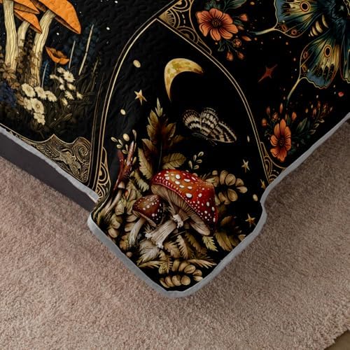 HOSIMA Boho Butterfly Mushroom Patchwork Quilt Queen with 2 Pillowcases. - Image 4