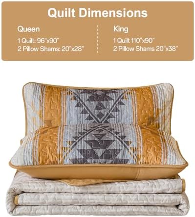 Dintszyayue Boho Quilt Set Queen, Aztec Geometric Bedspread with 2 Shams - Image 7