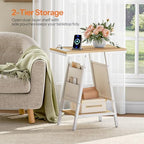 HOOBRO End Table, Skinny Side Table with Storage, Narrow Nightstand with Storage, Fabric Pockets, Narrow End Table for Small Spaces, Living Room, Bedroom, White and Natural WN426UBZ01 - Image 5