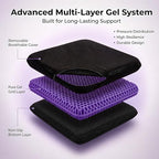 Extra Thick Large Pure Gel Seat Cushion for Long Sitting, Breathable Comfort Cushion for Back, Sciatica, Tailbone & Hip Pain Relief, Washable Portable Cushion for Office Chair, Car, Wheelchair - Image 3