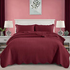 IR Imperial Rooms King Quilt Burgundy Leaf 8 Pack for Hotel Guest Room - Image 2
