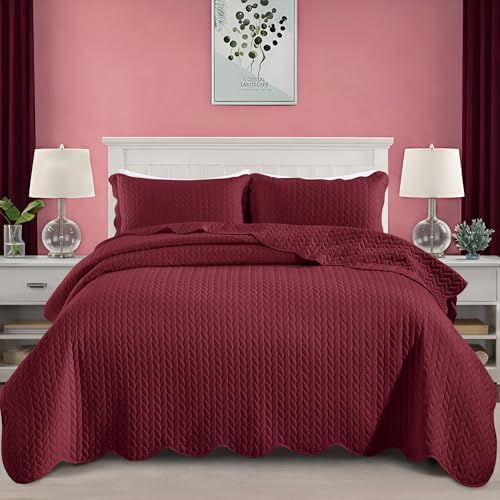 IR Imperial Rooms King Quilt Burgundy Leaf 8 Pack for Hotel Guest Room - Image 2
