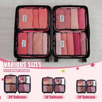 7 Pcs Packing Cubes for Travel Days of Week, Pink, L - Image 4
