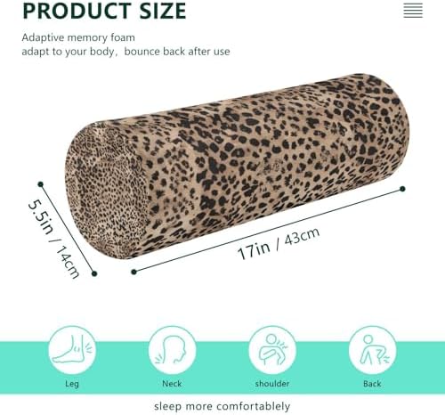 Leopard Texture Neck Roll Pillow - Extra Dense Memory Foam Round Cylinder Bolster for Cervical Support, Spondylosis, Neck Pain Relief - Image 2