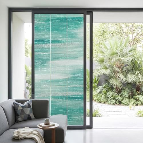 Window Privacy Film Frosted, Green Ombre Non-Adhesive Static Cling Window Tint, Modern Minimalist Abstract Gradient Art Insulated Windows Frosted Films for Living Room, 35.4 x 78.7 Inches - Image 2
