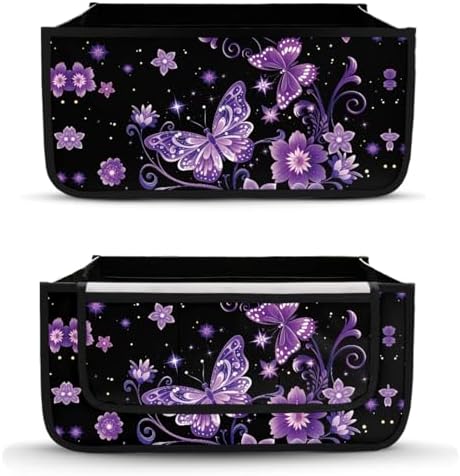 LedBack 3 Pcs Sets Rollator Walker Accessories Purple Butterflies Lightweight Rollator Walker Seat & Backrest Covers, Rollator Storage Basket - Image 3