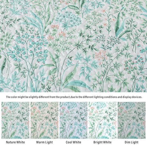 HoneiLife Botanical Quilt King Size - Spring/Summer Quilts 3-Piece, Microfiber Bedspreads Wildflower Coverlets Floral Quilt Sets Lightweight Bed Cover, Queen Quilt Bedding Sets All Season Use - Image 7