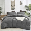 Luxlovery Grey Comforter Set Queen Men Dark Grey Comforter Bedding Sets 3PCS Solid Breathable Soft Charcoal Gray Quilts Set Modern Queen Comforter Women Men by Luxlovery