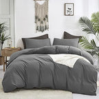Luxlovery Grey Comforter Set Queen Men Dark Grey Comforter Bedding Sets 3PCS Solid Breathable Soft Charcoal Gray Quilts Set Modern Queen Comforter Women Men by Luxlovery