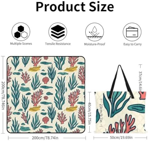 Outdoor Waterproof Zipper Picnic Blanket Shell Red Green 78.7"x78.7" - Image 3