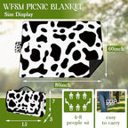 WFSM Cow Print Picnic Mat 80x60 Inch, Cow Lover Gifts, Black and White Outdoor Play Mat for Adults and Toddlers Waterproof Sandproof Beach Blanket Travel Camping Rug - Image 2