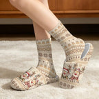 Jeiento Winter Fuzzy Slipper and Crew Socks Warm Winter Shoes Lightweight Soft Cushion House Slipper Bedroom Shoes - Image 2