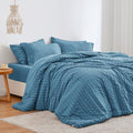 Seersucker Misty Blue Queen Comforter Set, 7-Piece Bed in a Bag by Lovescabin