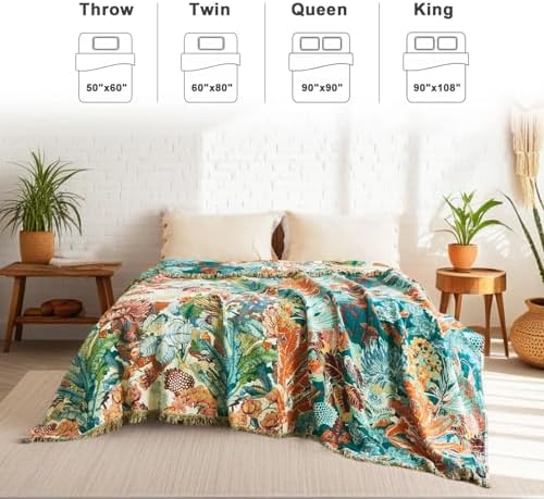 LUTBM Boho Throw Blanket for Bed 60"x80", All Season Cotton Couch Blankets - Image 3