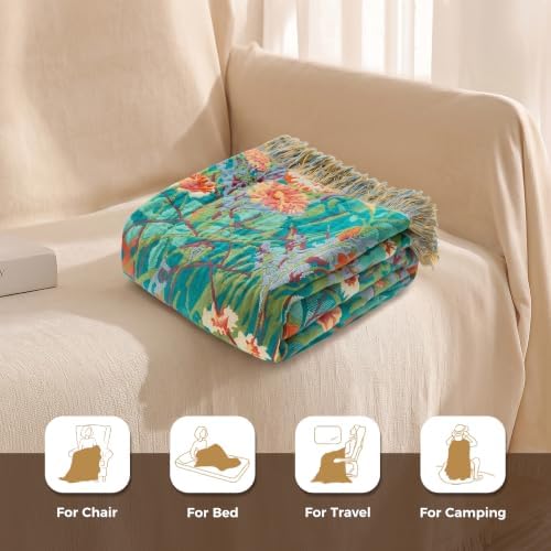 LUTBM Boho Throw Blanket for Bed 60"x80", All Season Cotton Couch Blankets - Image 5