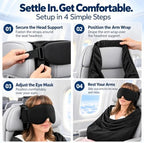 Dozeway Travel Sleep Set, Dozeway Travel Set 3-in-1 with Contoured Sleep Mask, Adjustable Head Support & Soft Arm Support Wrap for Airplane Travel - Image 3