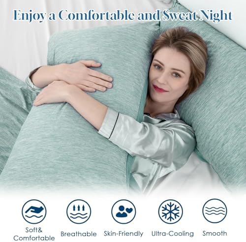 CHOSHOME Cooling Pillow Cases Zipper Pillow Covers Q-Max > 0.45 Zippered Pillowcases for Hot Sleepers, Soft, Breathable, Skin-Friendly, 4 Pack (Queen, 20"x30", Green) - Image 4