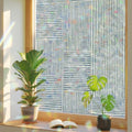 Window Privacy Film Static Cling, Blue Modern Striped Decorative Stained Glass Window Film for French Doors/Wide Windows/Statement Glass Panels, Grid Line Blocks Farmhouse 35.4 x 78.7 Inches by Pinroote