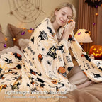 PHF Halloween Fleece Blanket King, 300GSM Plush Cozy Throw, Fall Decor - Image 2