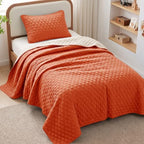 Exclusivo Mezcla Reversible Twin Quilt Bedding Set, Burnt Orange by ExclusivoMezcla