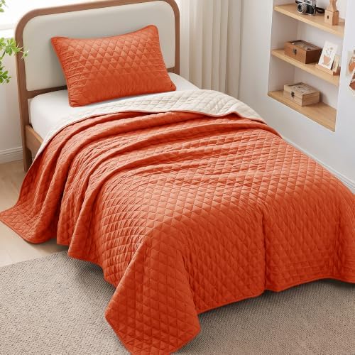 Exclusivo Mezcla Reversible Twin Quilt Bedding Set, Burnt Orange by ExclusivoMezcla