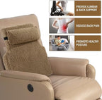 HOMBYS Sherpa Fleece Lumbar Support Pillow with Headrest for Recliner,Memory Foam Recliner Chair Cushion for Back Pain,Big High Back Support for Recliner with Chair Headrest for Elderly (Khaki) - Image 2
