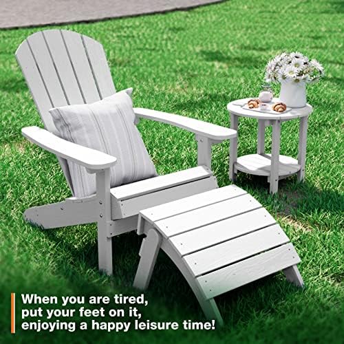 YEFU Folding Adirondack Ottoman Outdoor Set of 4, White - Image 2