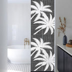 Window Privacy Film Frosted, Black Tropical Tree Reusable Static Cling Window Tints, Summer Coastal Palm Trees Heat Control Windows Films for Offices, Balcony, 29.5 x 118 Inches - Image 3