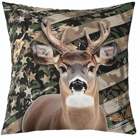 Feelyou Bear Deer Throw Pillow Covers Soft 18" x 18" - Image 3