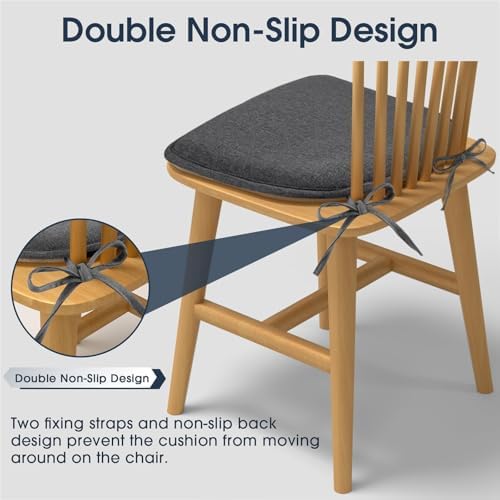 TushGuard Chair Cushions, 4 Pack Memory Foam Chair Pads, Grey - Image 4