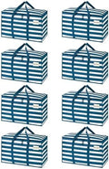 VENO 8 Pack Heavy Duty Moving Bags, Extra Large Storage Bags with Reinforced Handles & Strong Zippers, Foldable & Reusable Moving Box Alternative for Clothes & Dorm Storage by Veno