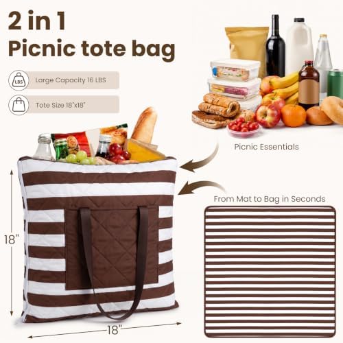 2-in-1 Waterproof Sandproof Beach Blanket&Tote Bag for Picnic Outdoor Park - Image 2