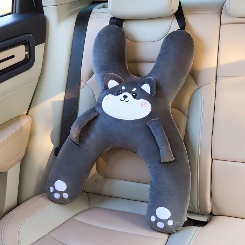 Snoozebelt Car Seat Belt Pillow for Kids, Soft Travel Shoulder Cushion，Gray - Image 7