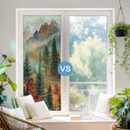 Fall Trees Window Privacy Film Rainbow Static Cling Stain Glass Window Film for Glass Door, Heat Blocking Sunroof Decal Sticker for Car 29.5"x118" Vintage Autumn Forest Foggy Natural Scenery - Image 5