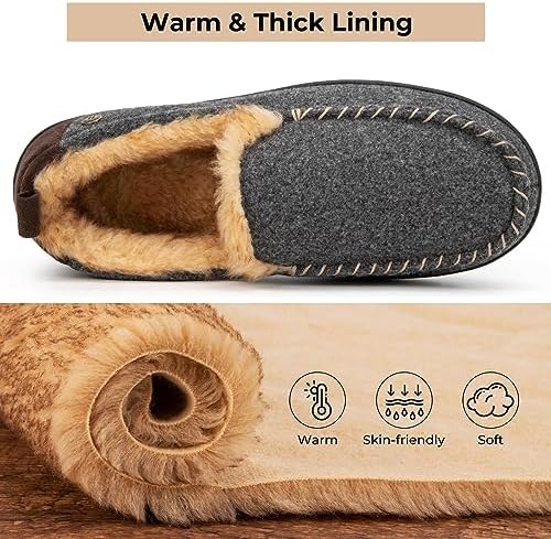 HomeTop Men's Moccasin Slippers Memory Foam Warm Fleece Indoor Outdoor - Image 3