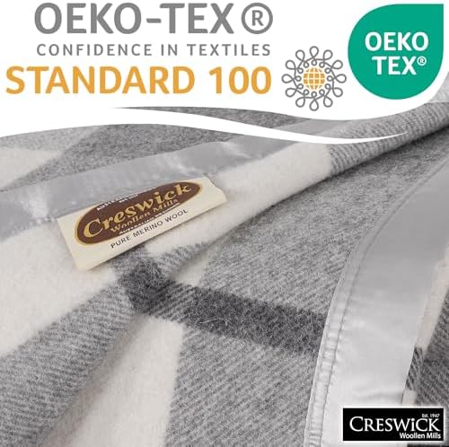 Creswick Woollen Mills 100% Australian Merino Wool Blanket – Soft Warm and Natural with Satin Binding, Breathable Luxury Bedding for All Seasons, (Gray Plaid, Full/Queen Size) - Image 4